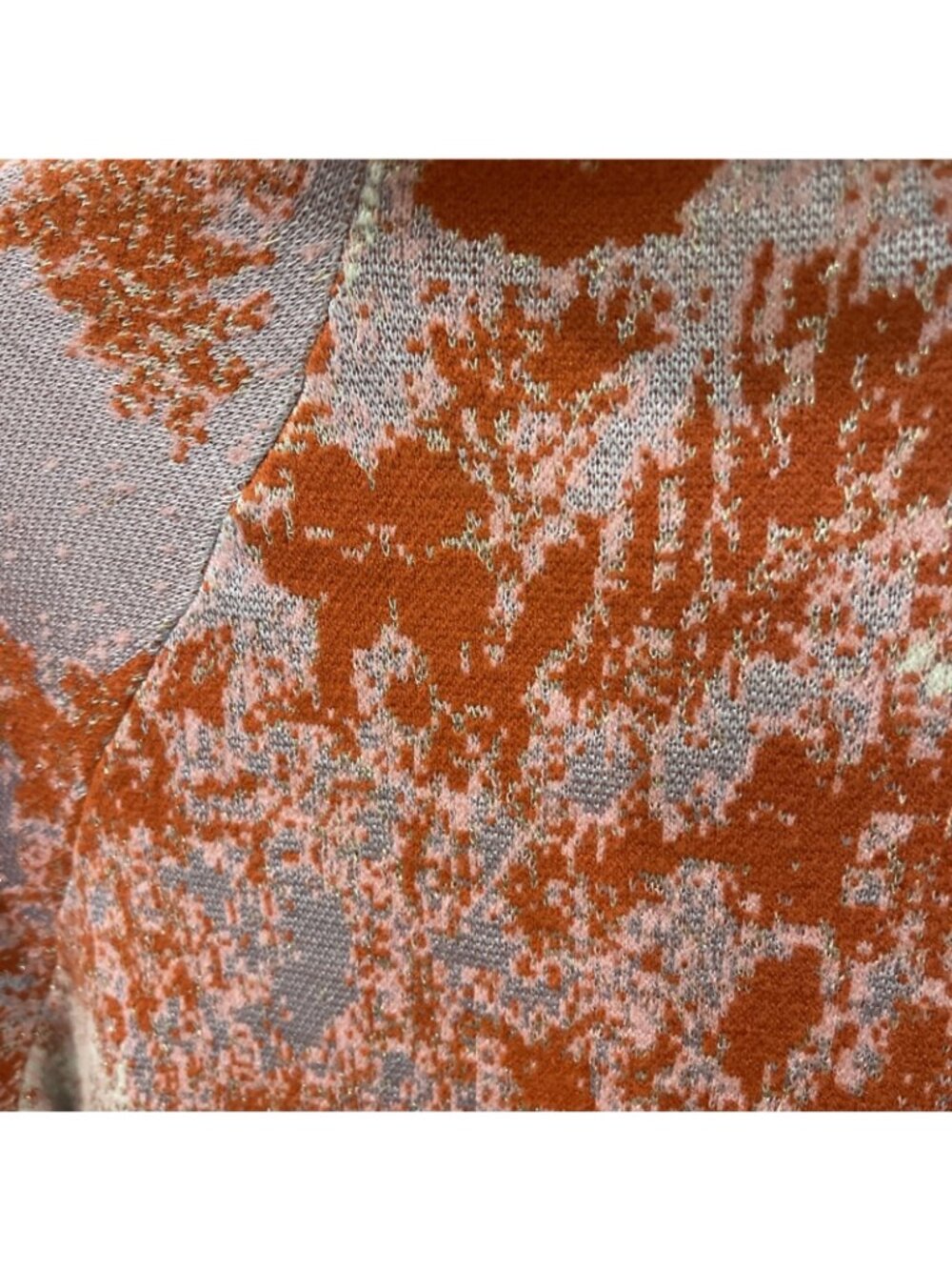 Anthropologie Beatrix Sweater Womens XS Pink Orange Pullover Mock Neck Lurex 138 - Picture 3 of 13
